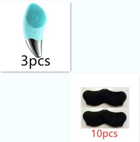 Charging Silicone Cleansing Instrument (Option: Green3pcs with10 pieces nasal patch)