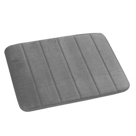 Home Bath Mat Coral Fleece Bathroom Carpet Water Absorption Non-slip Memory Foam Absorbent Washable Rug Toilet Floor Mat (Option: Grey-40x60cm)