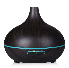 Ultrasonic Aroma Diffuser Humidifier Wood Grain (Option: Dark wood-UK)