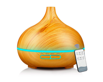 Ultrasonic Aroma Diffuser Humidifier Wood Grain (Option: Light remote control-EU)