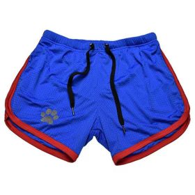 Men Gym Fitness Shorts Bodybuilding sports Jogging shorts Male 2022 Summer Cool Breathable Mesh casual men Shorts Sweatpants (Color: Dark blue red, size: XL)