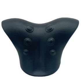 Pain Relief Spinal Correction Cervical Stretch Muscle Relaxation Traction Neck Stretch Shoulder Massage Pillow (Color: Black)