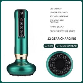 Electric Cupping Massager Vacuum Suction Cup GuaSha Anti Cellulite Beauty Health Scraping Infrared Heat Slimming Massage Therapy (Color: 12 levels-standard-Green)