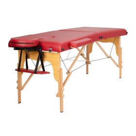 Portable Massage Table Adjustable Facial Spa Bed (Color: Red, Type: Beauty & Health Supplies)