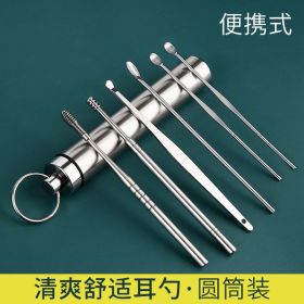 Fashion Stainless Steel Ear Pick 6-piece Set (Option: Six Piece Set)